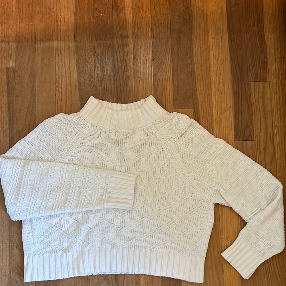 Cropped chenille mock neck sweater